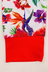 Design Contrasting Collar Dye Sublimation Polo Shirt Custom Full Fit Dye Sublimation Finish Long Sleeve Polo Shirt Center 100% Polyester Floral Pattern P1464 detail view-1